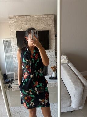 Wildfred Floral V-Neck Navy Summer Dress